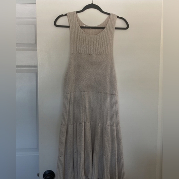 Free People Waterfall Ruffle Sweater Dress Large Cream - Picture 6 of 6